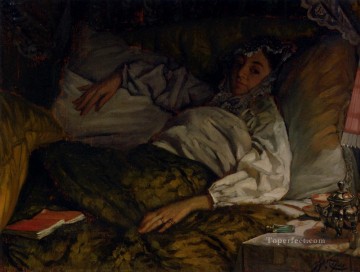  Jacques Oil Painting - A Reclining Lady James Jacques Joseph Tissot